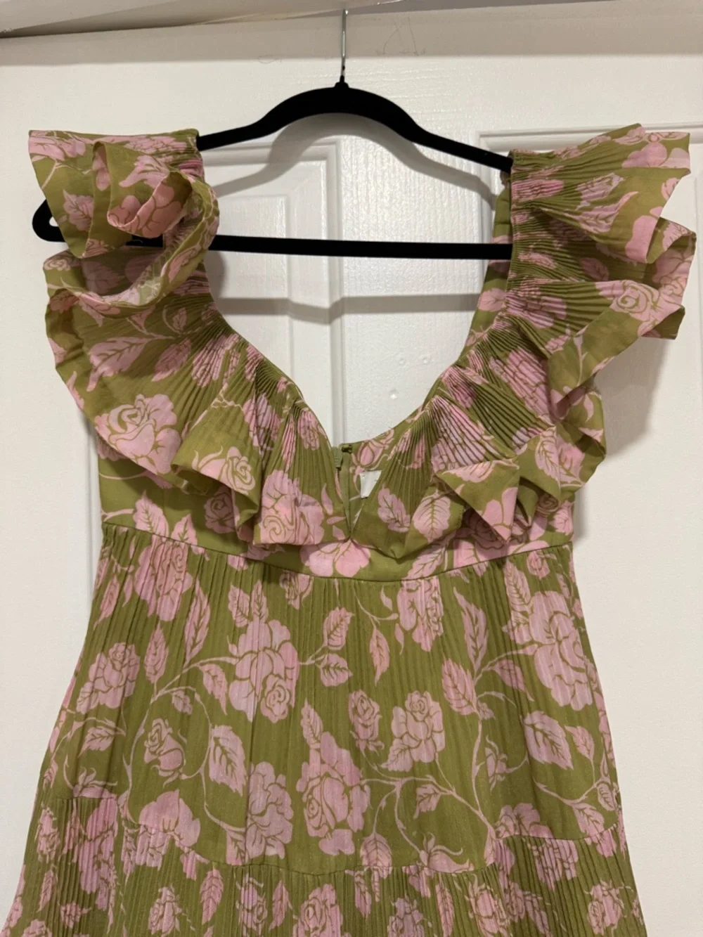 Zimmermann Olive Green Dress with Pink Floral Print - Picture 3 of 8